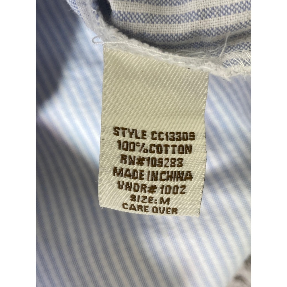 Boho Striped Button Down Shirt Embroidered Medium Celestial Minimalist Preppy - Picture 7 of 8